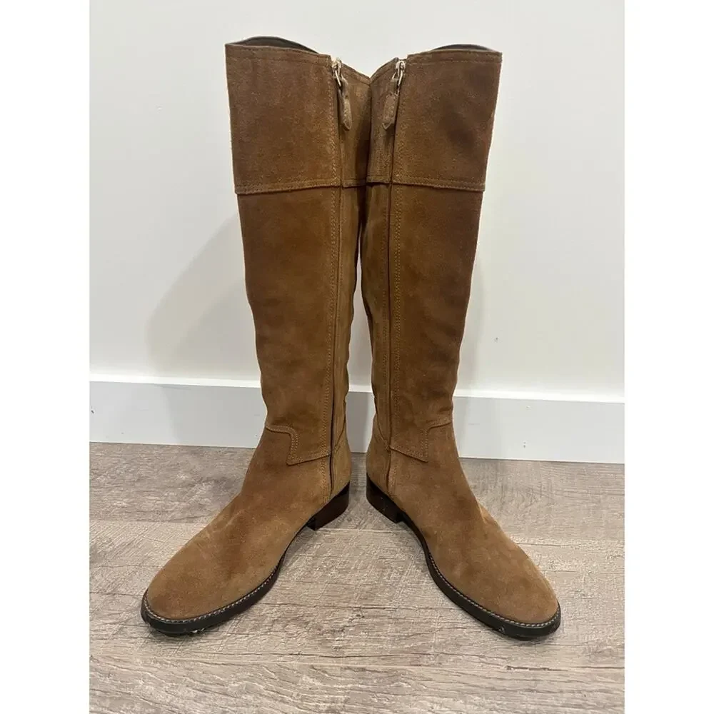 Tory Burch Tan Suede Wembley Riding Knee Length Boots - Picture 6 of 10